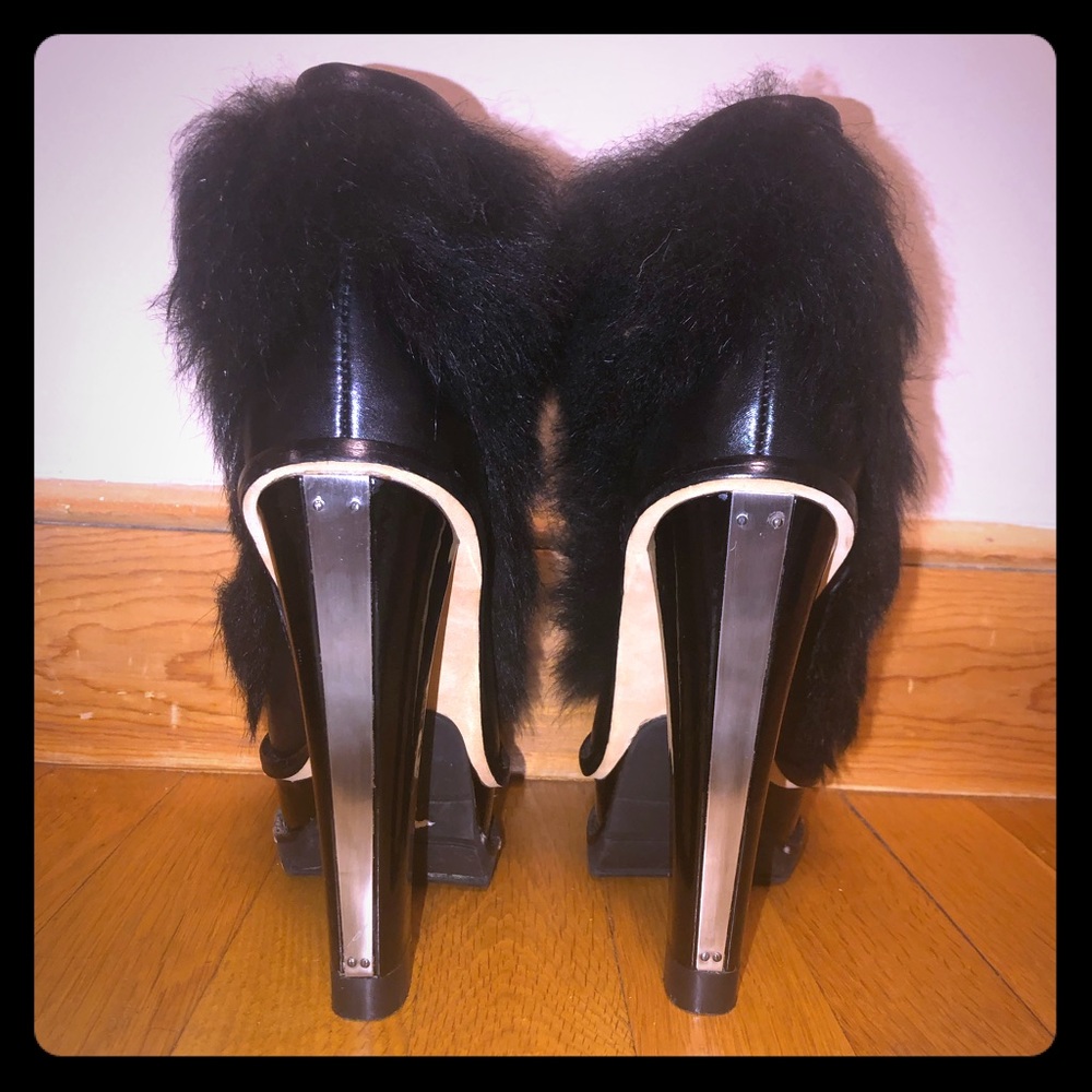 Authentic Brian Atwood Faux Fur Leather Booties